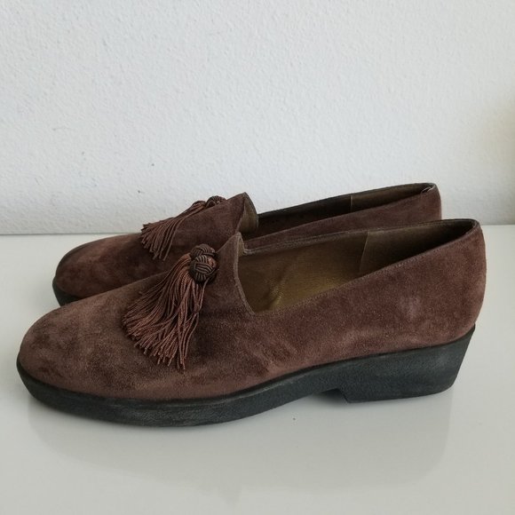 Stuart Weitzman tassel suede loafers choc brown 8M - Picture 5 of 13
